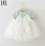 HE Hello Enjoy Baby Girl Dress 1 year birthday dress lace infant baptism vestido infantil bowknot princess wedding dress